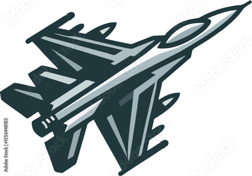 Stylized Vector Illustration of a Modern Fighter Jet in Flight