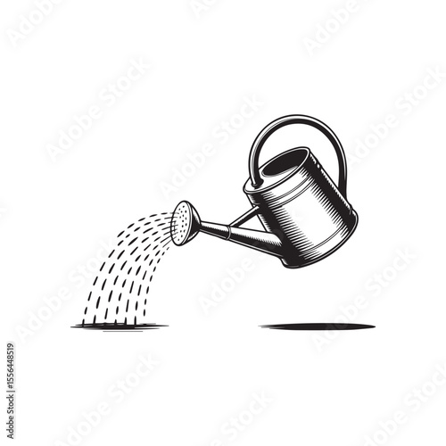 
Watering can icon isolated on white. Watering can pouring wate