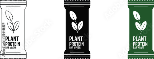 Plant protein bar mockup vector design template for vegan snack and healthy food product advertisement editable stock vector illustration