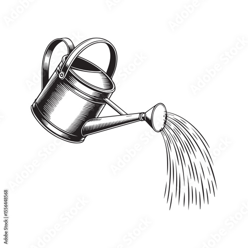 
Watering can icon isolated on white. Watering can pouring wate