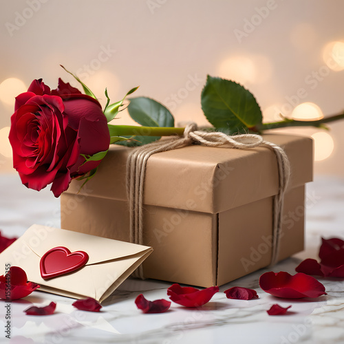 gift box and rose