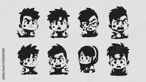 Sticker Set Expressive Cartoon Man with Various Emotions