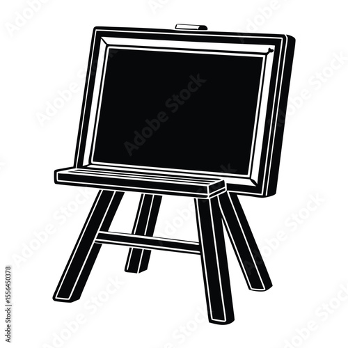Black easel with blank board white drawing