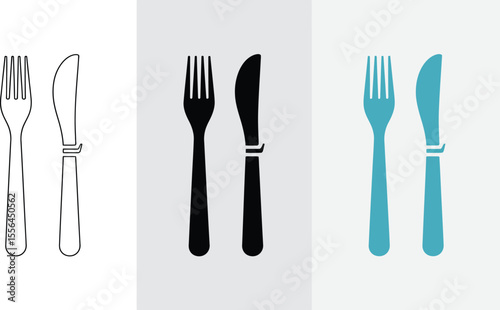 Find cutlery fork and knife images for restaurant design and food blog illustrations and kitchen decor art editable stock vector illustration