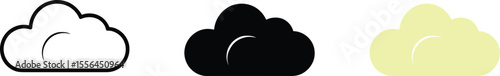 Cloud vector icons set for weather forecast or data storage in black white and gray colors editable stock vector illustration