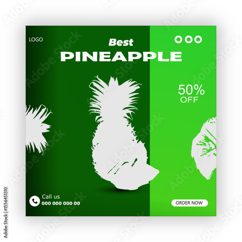 1Pineapple fruit social media post design template



