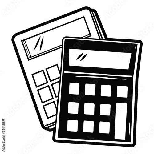 Black and white calculator icons device technology