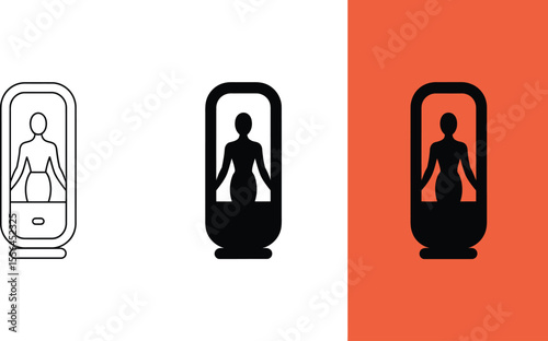 Find cryotherapy chamber near me cryo sauna therapy pod for recovery and wellness treatment icon editable stock vector illustration