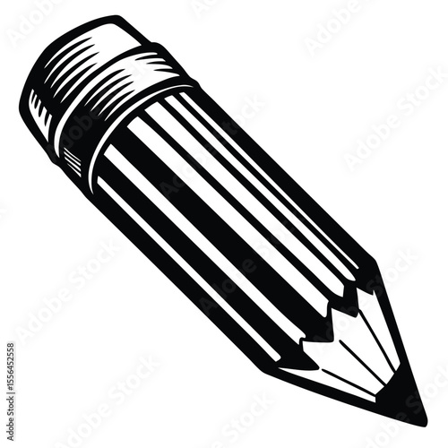 Black and white sharpened pencil icon writing drawing