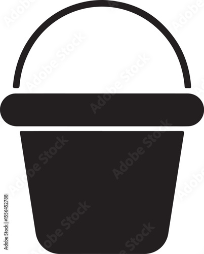 Clean Design Bucket Icon in Silhouette Vector Style