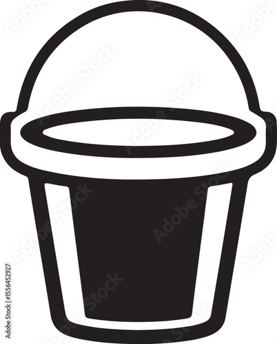 Vector Bucket Outline Silhouette Icon for Print or Web
