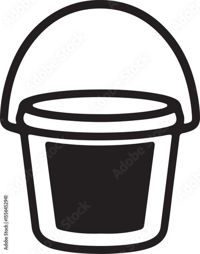 Bold Black Bucket Icon Silhouette for Graphic Use