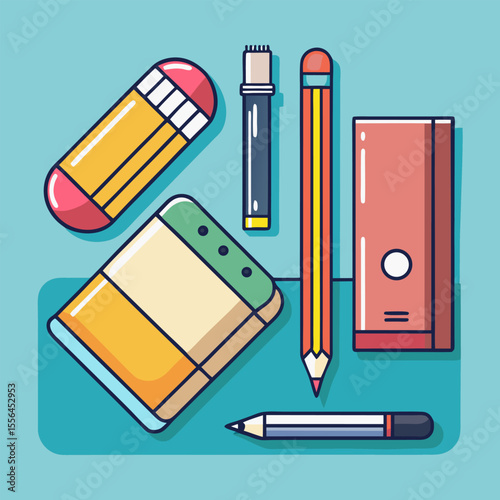 Sketching tools image. Cartoon style. Vector illustration.