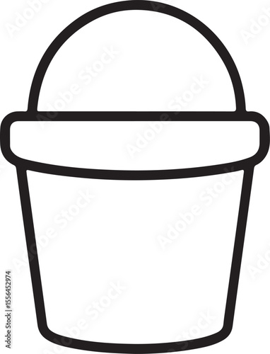 Solid Fill Bucket Icon Outline in Flat Vector Style