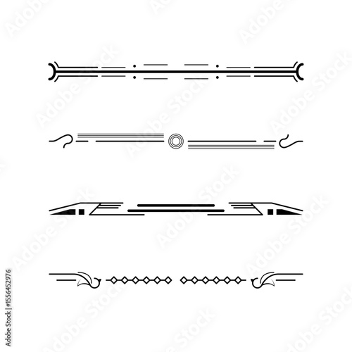 Set Black Simple Line Collection Doodle Border Elements Vector Design Style Sketch Isolated Illustration For Banner