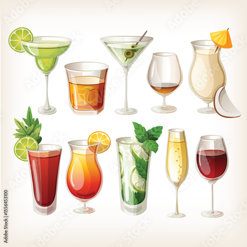 Summer drink illustration vector set