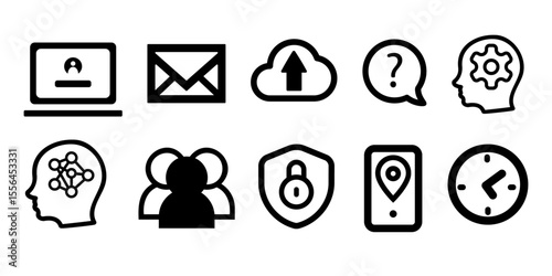 Outline icon pack. Work and productivity concept. Vector
