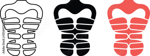 Six pack abs workout fitness body illustration vector graphic design strong muscle abdominal exercise diet editable stock vector illustration