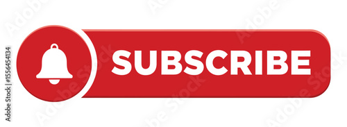 Red subscribe button with white bell icon vector