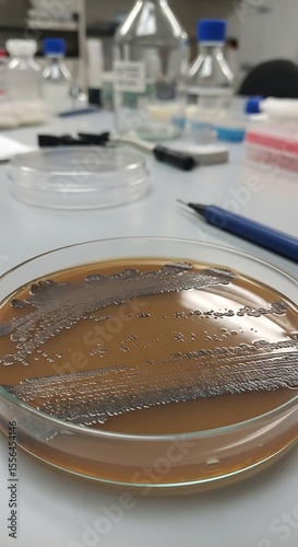 Microbial Growth on Agar Plate A Blurred View