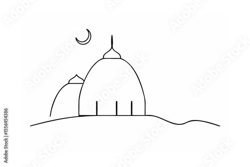 Mosque domes crescent moon landscape architecture
