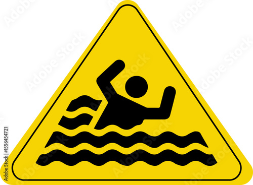 Warning sign Be careful when swimming because the waves are strong.
