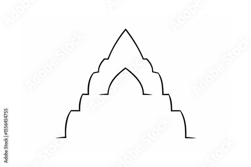 Ornate archway structure outline architectural black and white