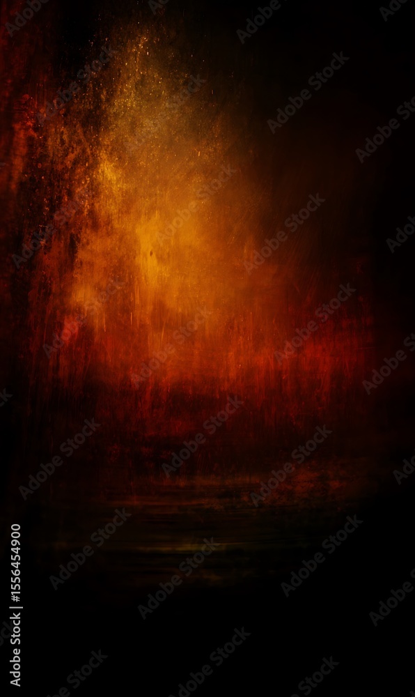 Fototapeta premium Fiery abstract landscape with dark space