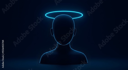 AI assistant avatar person silhouette with digital halo