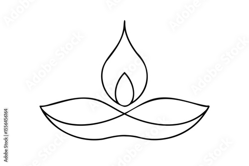 Diya flame and oil lamp outline light fire