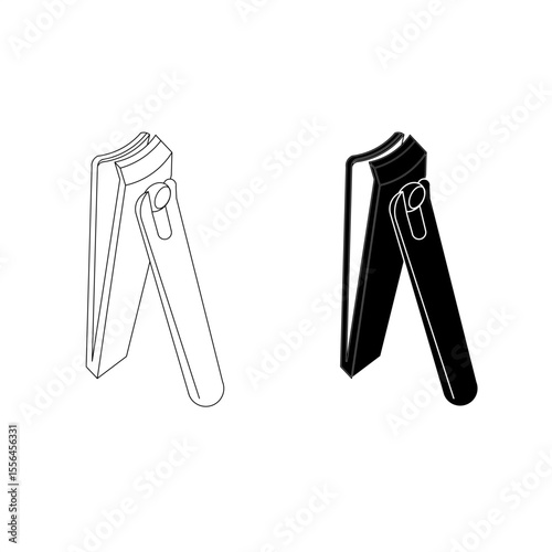 Nail Clipper Icon in Outline and Solid Style for Manicure and Hygiene Design
