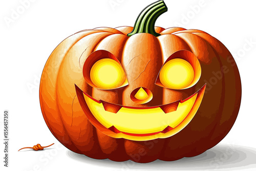Halloween Pumpkin Jack O Lantern Image - Spooky Carved Pumpkin with Glowing Eyes and Smile - Perfect for Halloween Decorations and Festive Celebrations