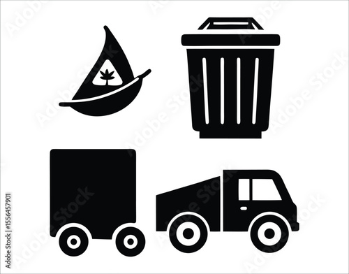 Eco Life Solid Waste Icons Vector