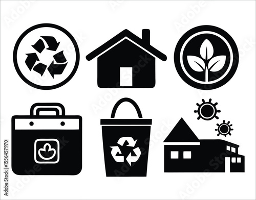 Flat Eco Silhouettes for Waste Awareness