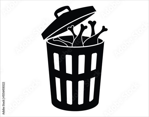 Silhouette of Trash Can Filled with Bones