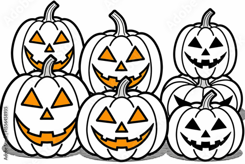 Spooky Season Pumpkins-Halloween Jack O Lanterns-Cartoon Pumpkins Clipart-Perfect for Fall Crafts-Halloween Coloring Pages-Easy to Use Digital Art-Festive Design