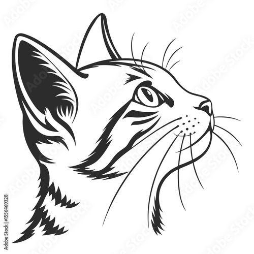 Elegant Cat Silhouette Profile View Vector Illustration