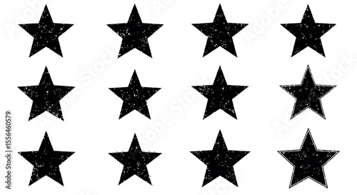 Twelve Rustic Black Stars A Simple Graphic Design Element