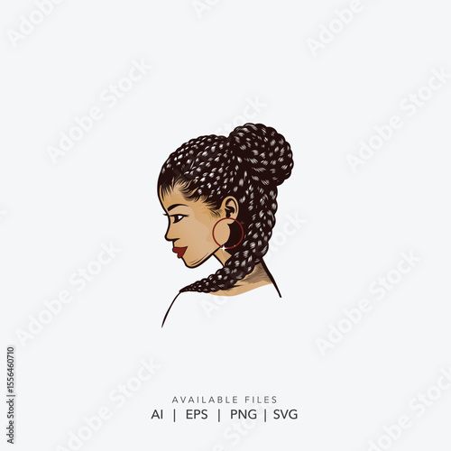 African American Woman with Elegant Braided, A Beautiful Black Woman Portrait with Box Braids