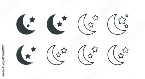 Moon and Stars Icons A Collection of Night Sky Graphic Designs