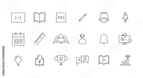 School line icon set with editable stroke