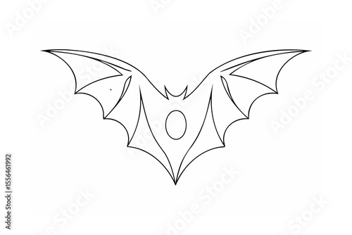 Stylized bat wings with central circle outline black and white
