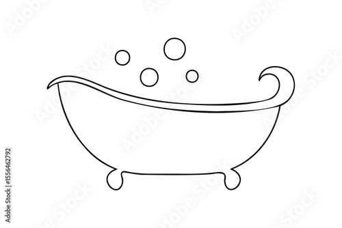 Bathtub with bubbles water clean