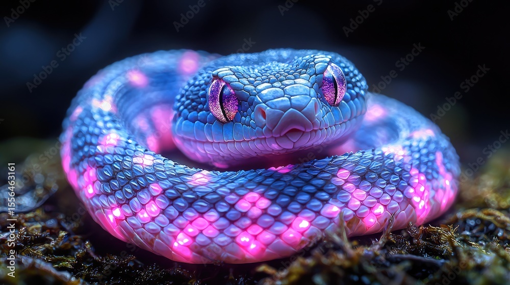 Obraz premium A vibrant, luminous snake with glowing scales.