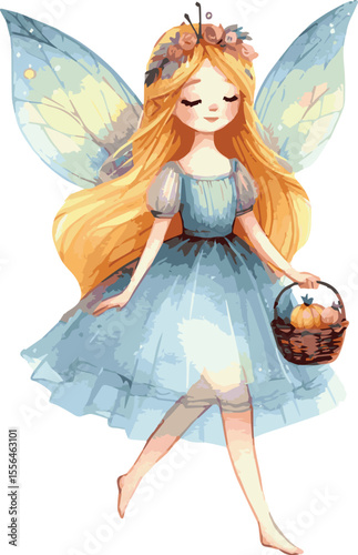 A watercolor vector illustration of a fairy