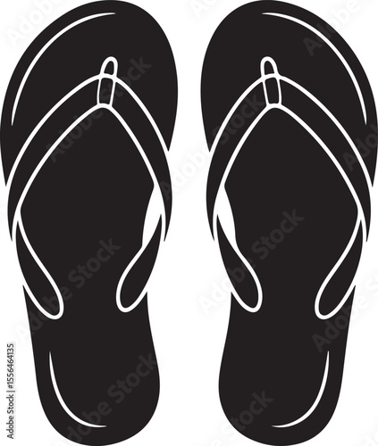 lip Flop Sketch Summer Art Minimalist Sandal Design Beach Footwear Illustration 