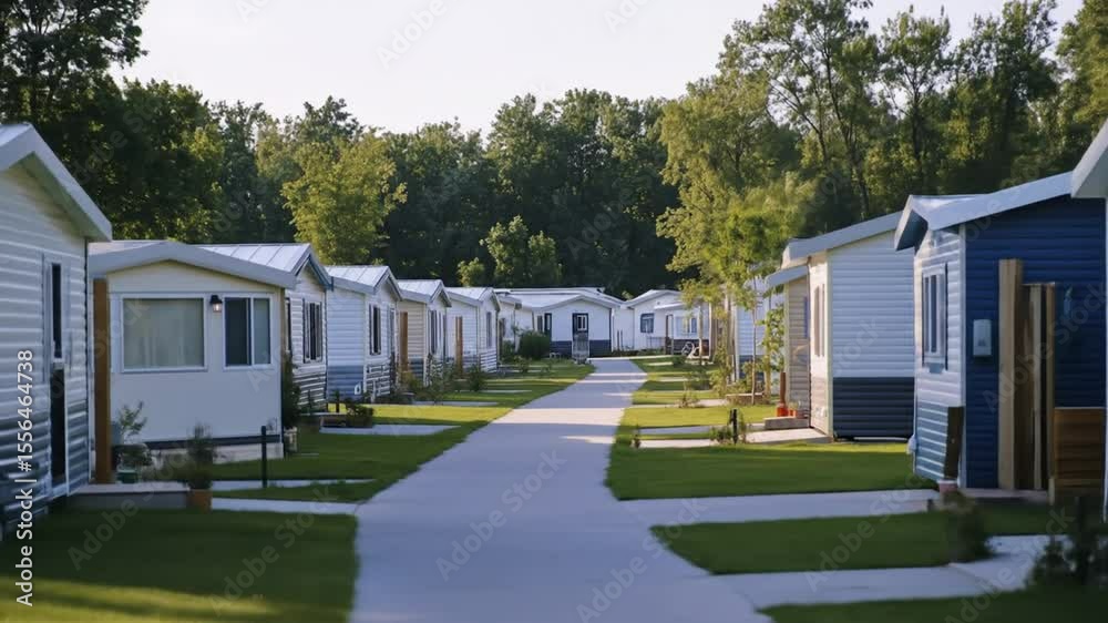 Park of mobile homes, well-maintained and landscaped Park of mobile homes, well-maintained and landscaped