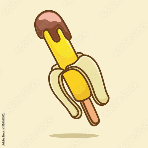 Cute banana ice cream  vector. Illustration fast food collection.