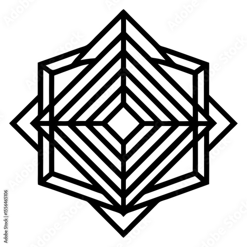 Abstract Geometric Black and White Mandala: Modern Minimalist Design Element