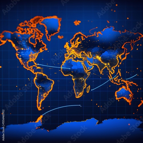 Global Network Connectivity Map: Illuminated Cities and Data Flow.